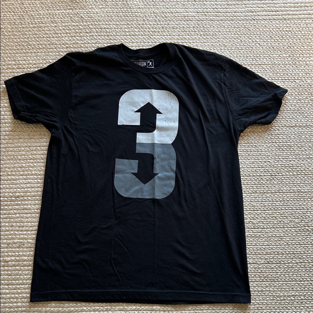 Black T-Shirt with Silver Graphic by X